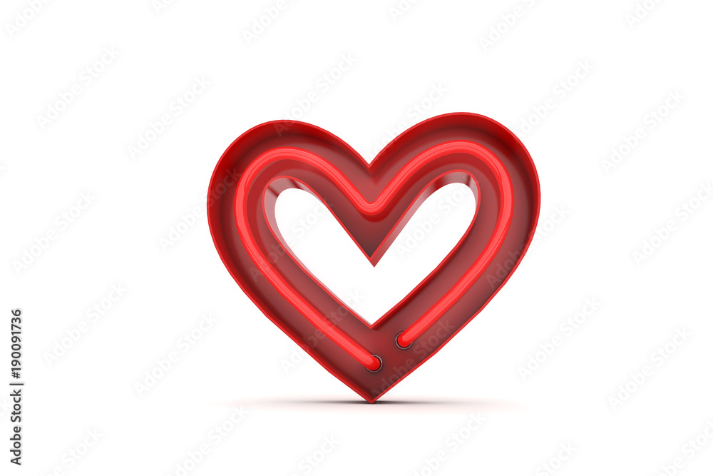 Red neon valentine's day heart. 3D Rendering Red neon valentine's day heart. 3D Rendering