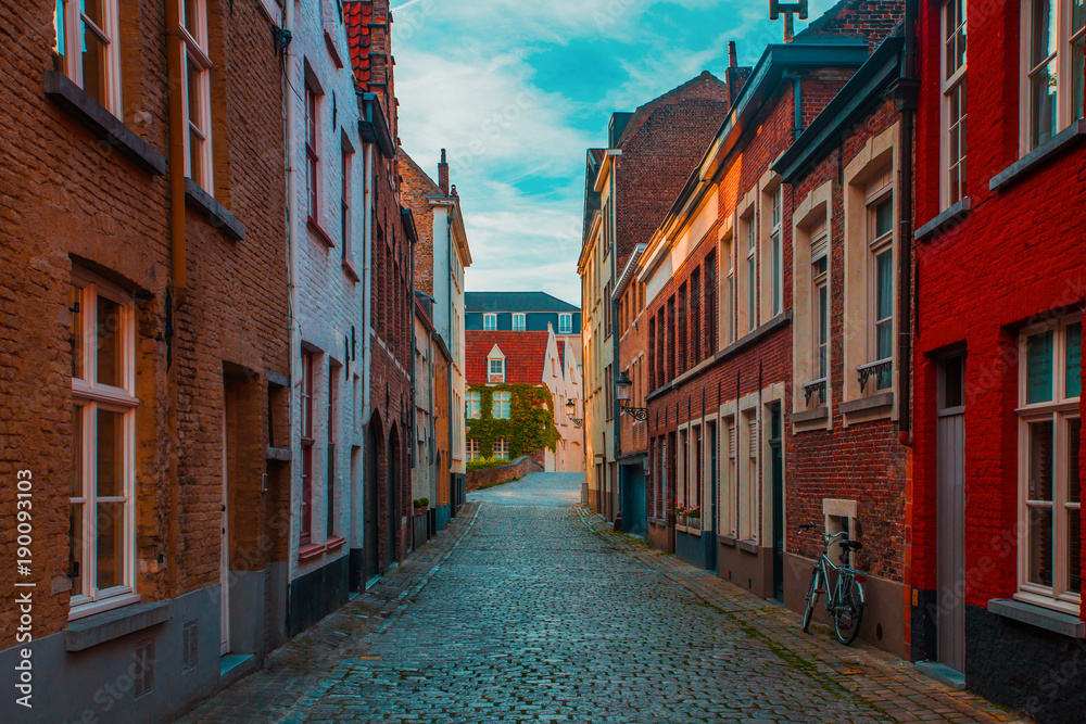 Historic street of Brugge, Belgium