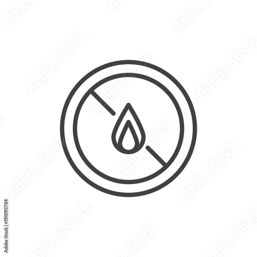 No expose flammable liquids line icon, outline vector sign, linear style pictogram isolated on white. No fire symbol, logo illustration. Editable stroke