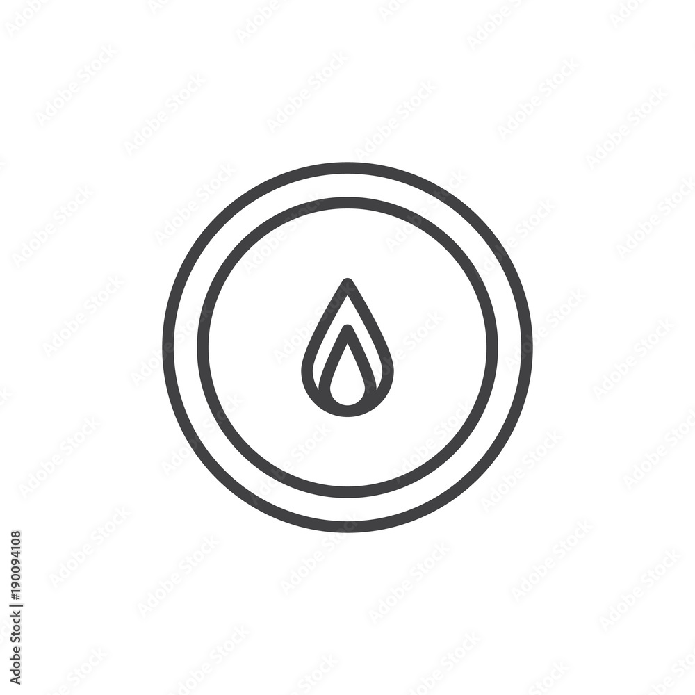 Flame in circle line icon, outline vector sign, linear style pictogram isolated on white. Fire alarm button symbol, logo illustration. Editable stroke Flame in circle line icon, outline vector sign, linear style pictogram isolated on white. Fire alarm button symbol, logo illustration. Editable stroke