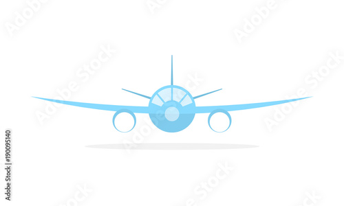 Blue aircraft icon. Vector illustration.