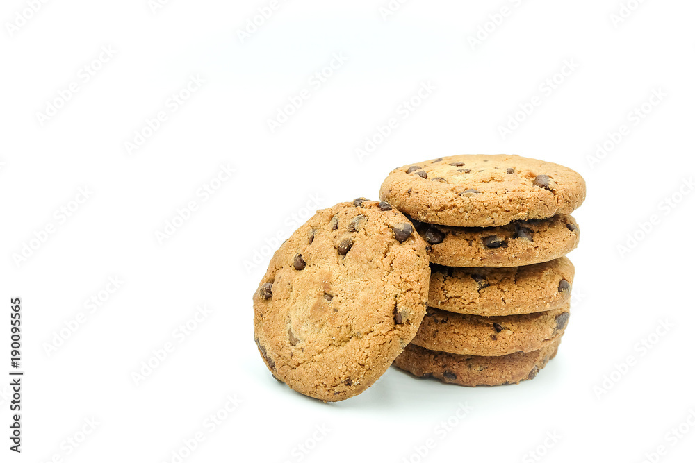 Chocolate chips cookies isolated on white background Chocolate chips cookies isolated on white background