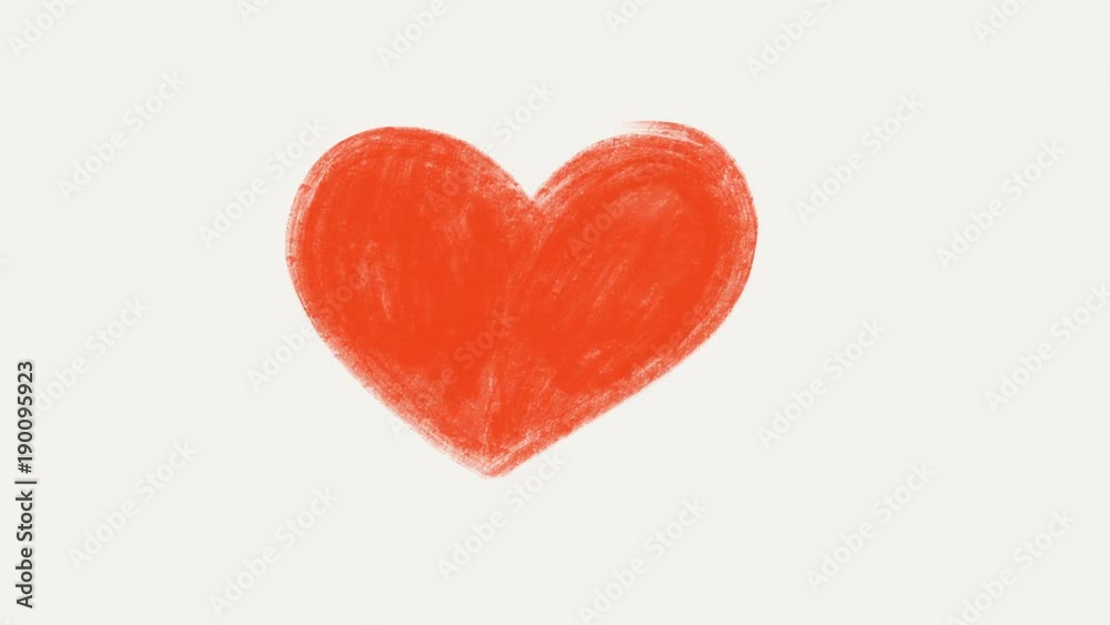 Hand drawn animation of red romantic heart Hand drawn animation of red romantic heart