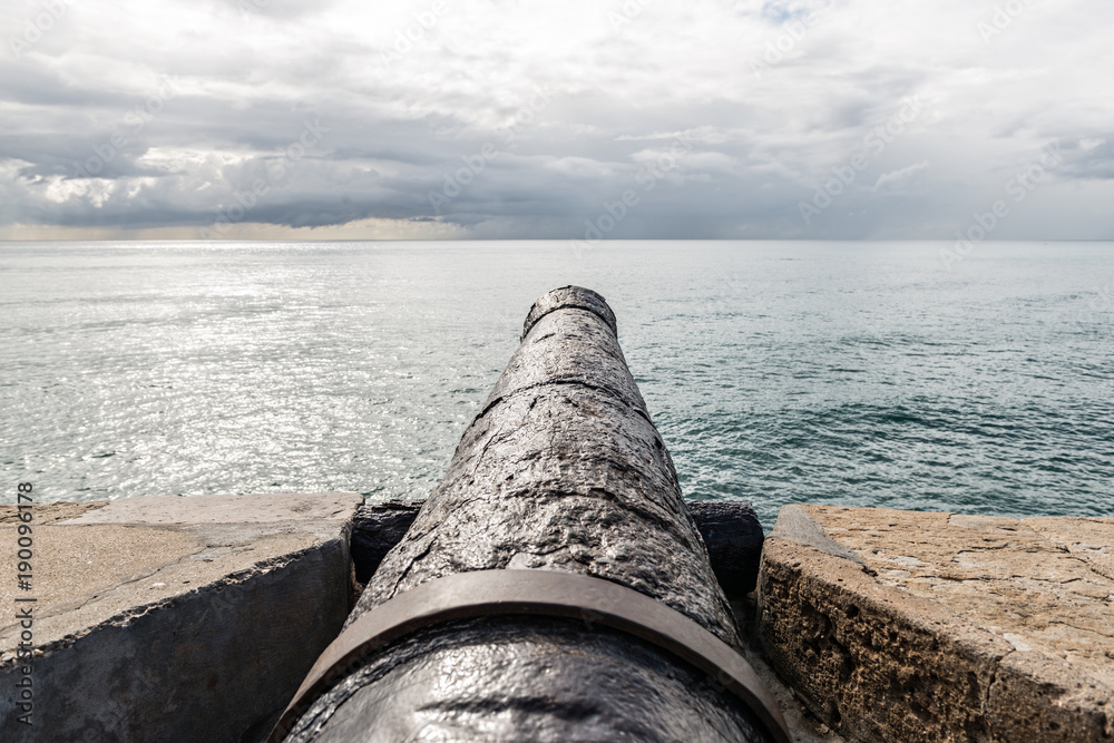 cannon pointing to the sea