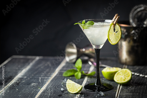 Fresh classic lime margarita cocktail photo