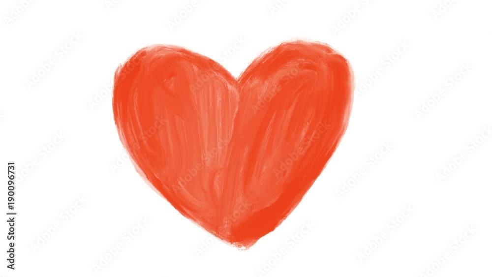 Hand drawn animation of red romantic heart