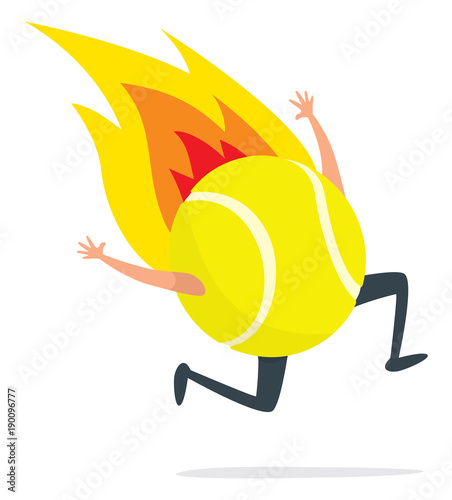 Tennis ball running on fire