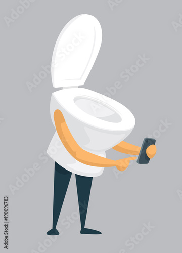 White toilet using a smartphone