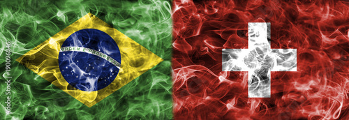 Brazil vs Switzerland smoke flag, group E, football world cup 2018, Moscow, Russia photo