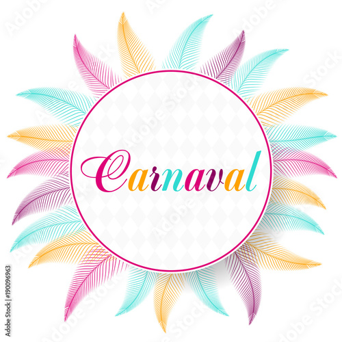 Carnival Concept Banner. Vector Flat Illustration. White Frame with Place for your Text.
