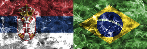 Serbia vs Brazil smoke flag, group E, football world cup 2018, Moscow, Russia photo