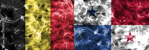 Belgium vs Panama smoke flag, group G, football world cup 2018, Moscow, Russia photo