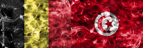 Belgium vs Tunisia smoke flag, group G, football world cup 2018, Moscow, Russia photo