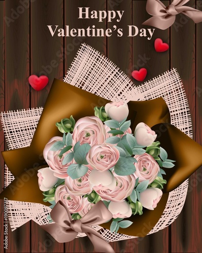 Happy Valentine day bouquet Vector illustration