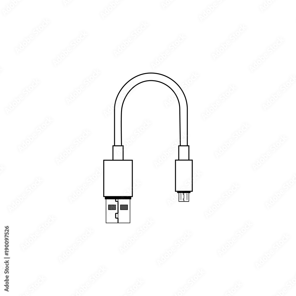 USB and micro usb cable vector icon USB and micro usb cable vector icon