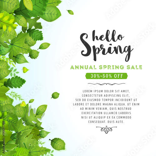 Hello Spring Leaves Background