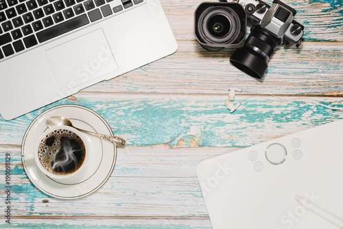 Wallpaper Mural Hipster photographer and blogger workspace Torontodigital.ca