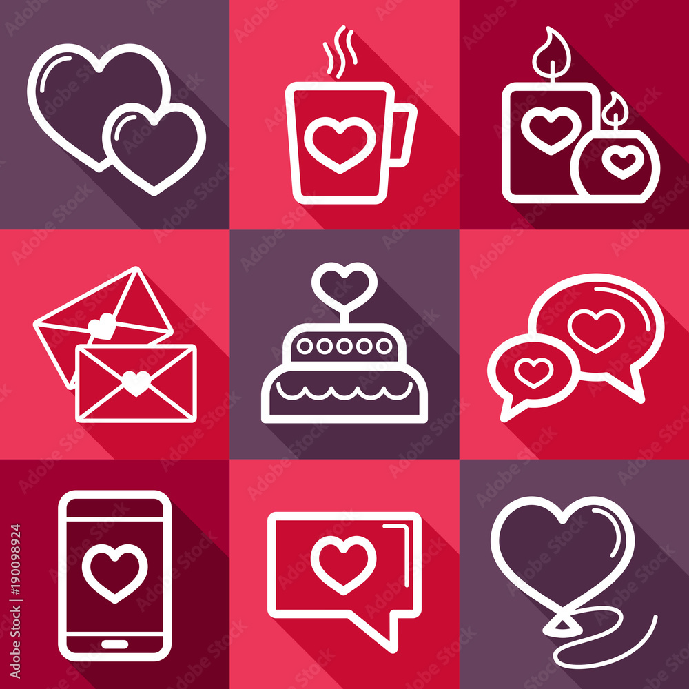 Valentine day set icons Valentine day set icons