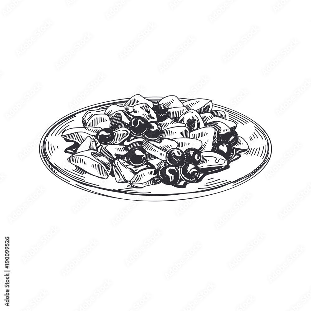 Beautiful vector hand drawn austrian food Illustration. 