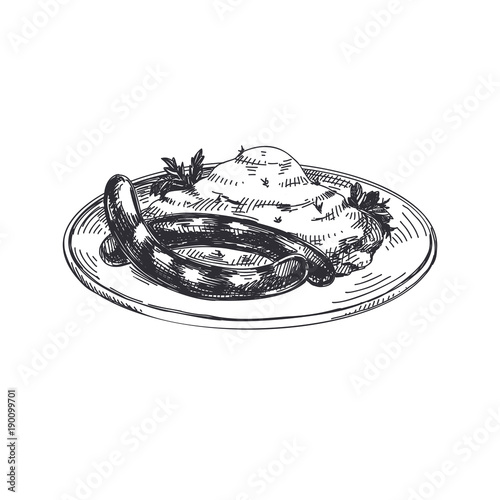Beautiful vector hand drawn austrian food Illustration. 
