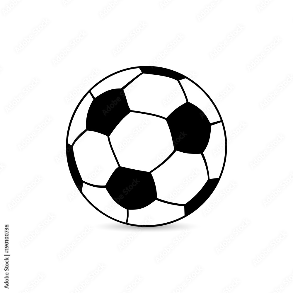 Obraz premium Icon soccer ball with shadow on white background. Vector illustration