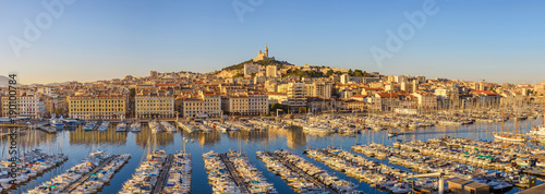 Marseille harbour port panorama city skyline, Marseille, France photo