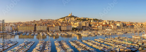 Marseille harbour port panorama city skyline, Marseille, France