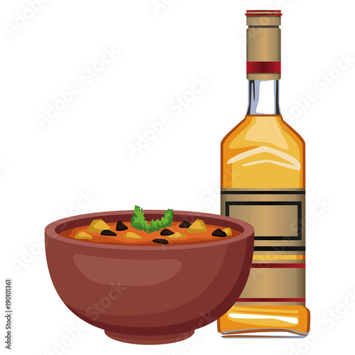 Tequila and mexican beans food icon vector illustration graphic design