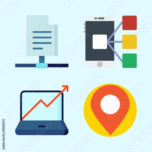 Icons set about Seo with archive, stats, location, placeholder, sharing archives and smartphone