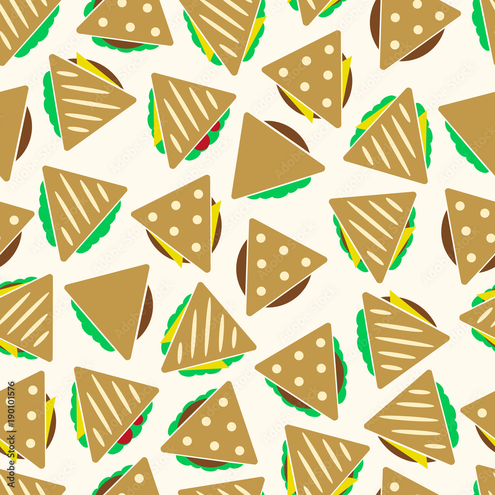 Obraz premium set of color tortilla or sandwich tacos food seamless pattern eps10