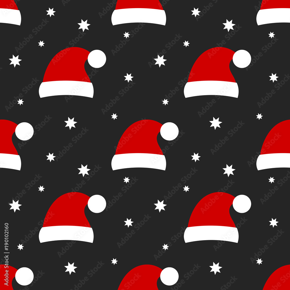 Santa hat seamless holiday pattern Santa hat seamless holiday pattern