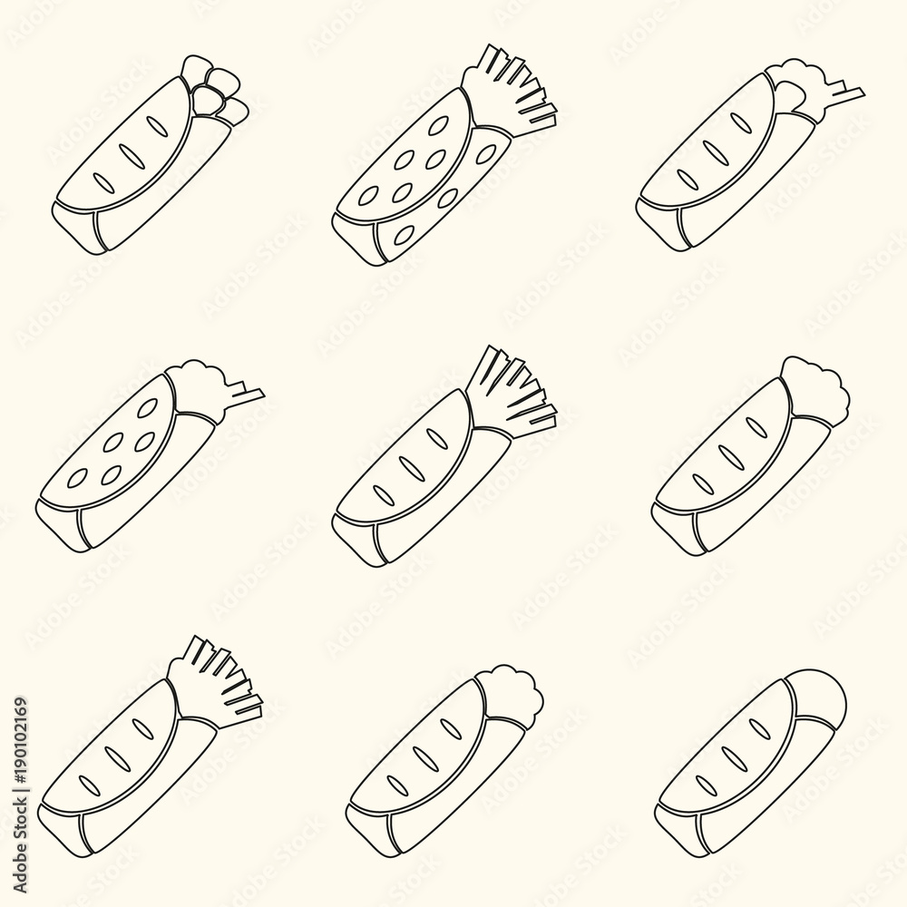 set of outline tortilla food icons set eps10
