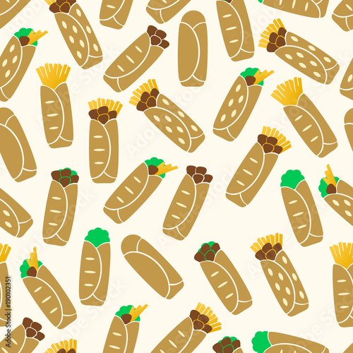 set of color tortilla food icons seamless pattern eps10