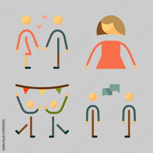 Icons set about Human with dancer, girlfriend, boyfriend , femenine, female and dancing