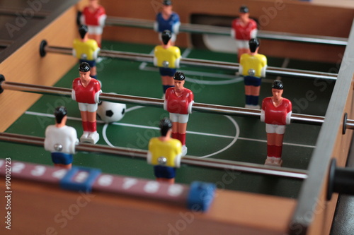 Foosball table detail. Ok for toys and christmas gift concept.