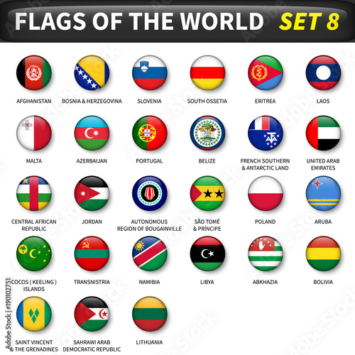 All flags of the world set 8 . Circle and convex design Free Download All flags of the world set 8 . Circle and convex design - GFXLoad