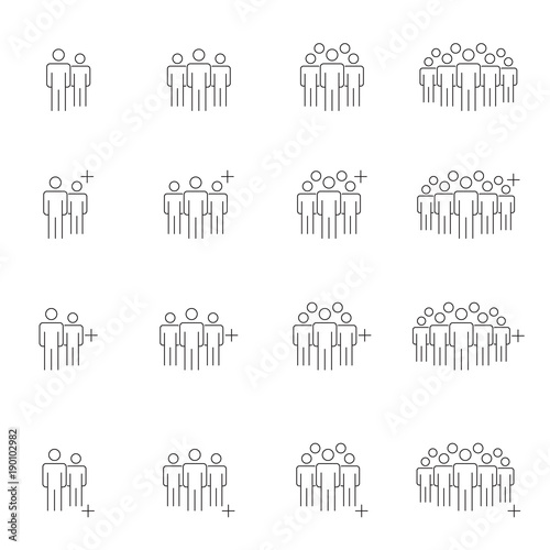 People Icons Line Work Group Team Vector Illustration