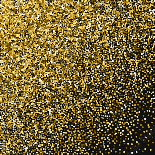 Gold glitter. Abstract scatter with gold glitter on black background. Incredible Vector illustration.