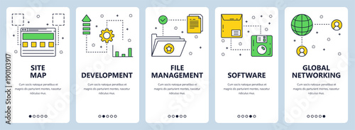 Vector modern thin line site map concept web banner set