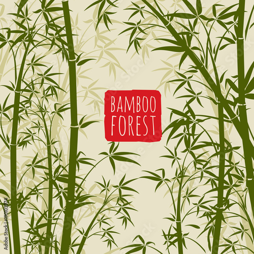 Bamboo rain forest vector wallpaper in japanese and chinese art style