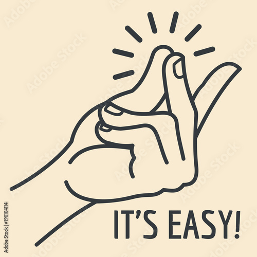 Outline hand with snapping finger gesture. Living easy concept vector background photo