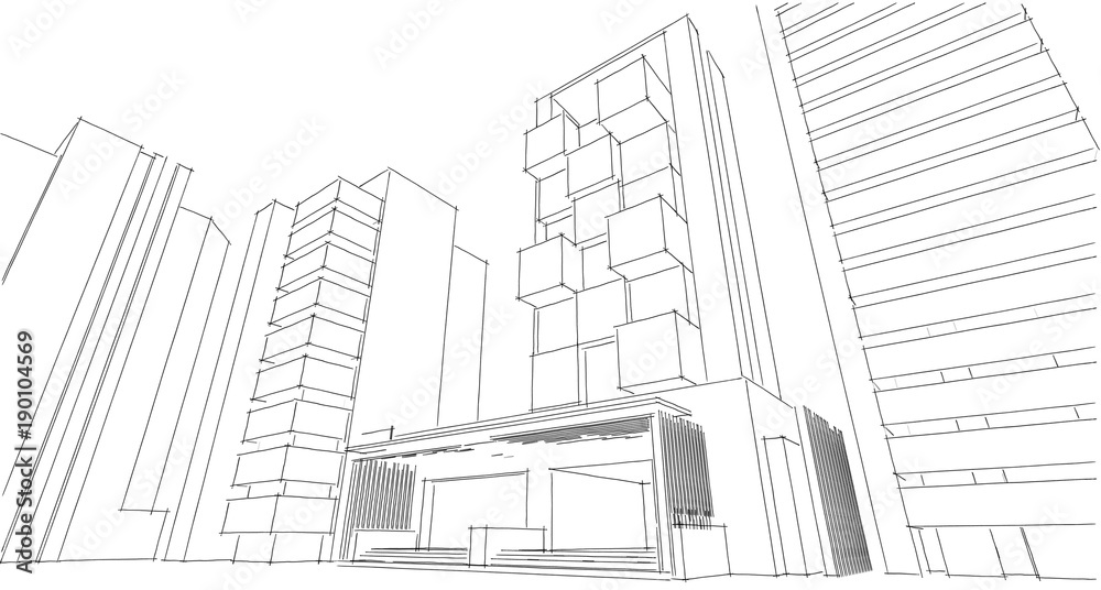 Abstract architectral drawing sketch,Illustration Abstract architectral drawing sketch,Illustration