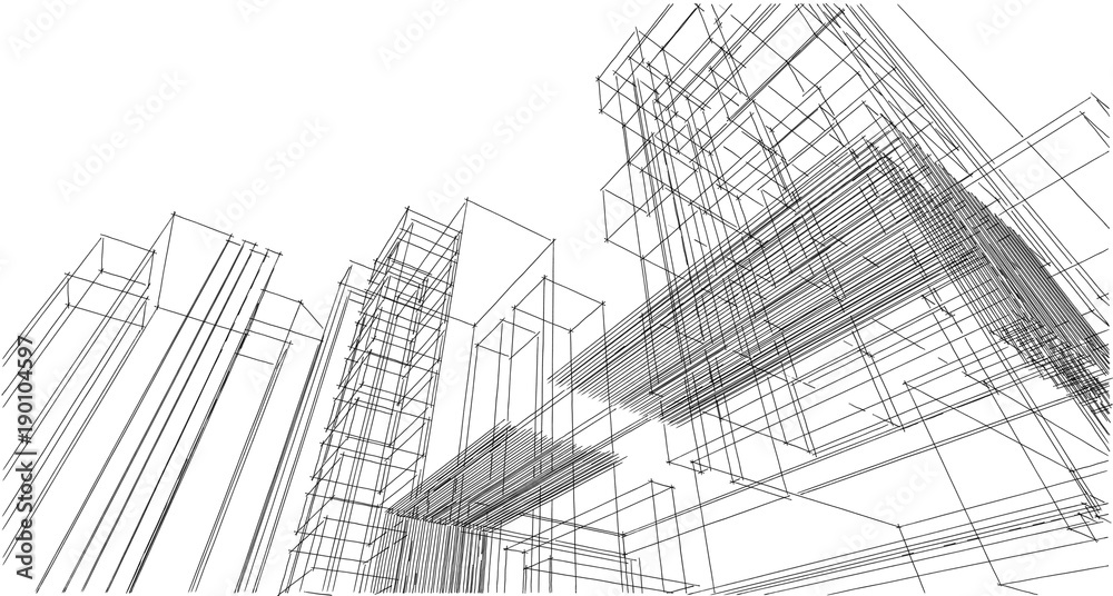 Abstract architectral drawing sketch,Illustration Abstract architectral drawing sketch,Illustration