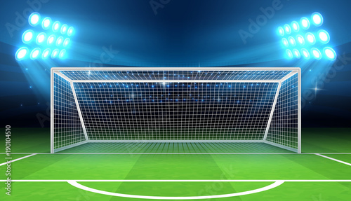 Sports stadium with soccer goal vector illustration