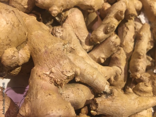 Heap of ginger rhizomes