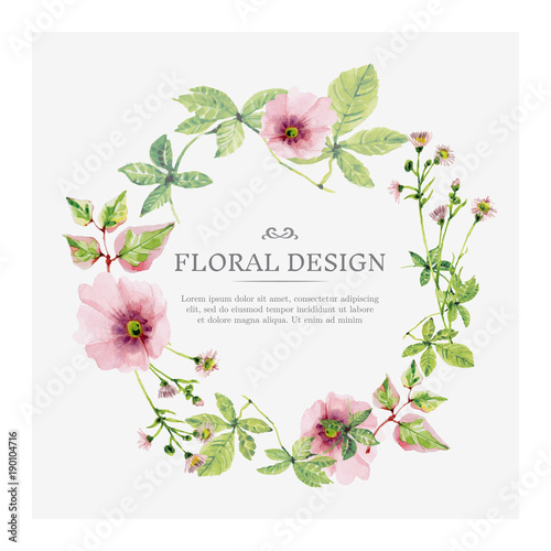 Watercolor floral wreath background