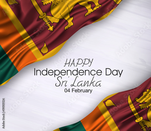  Vector illustration of  Happy sri lanka independence Day 04 Februay. Waving flags isolated on gray background.