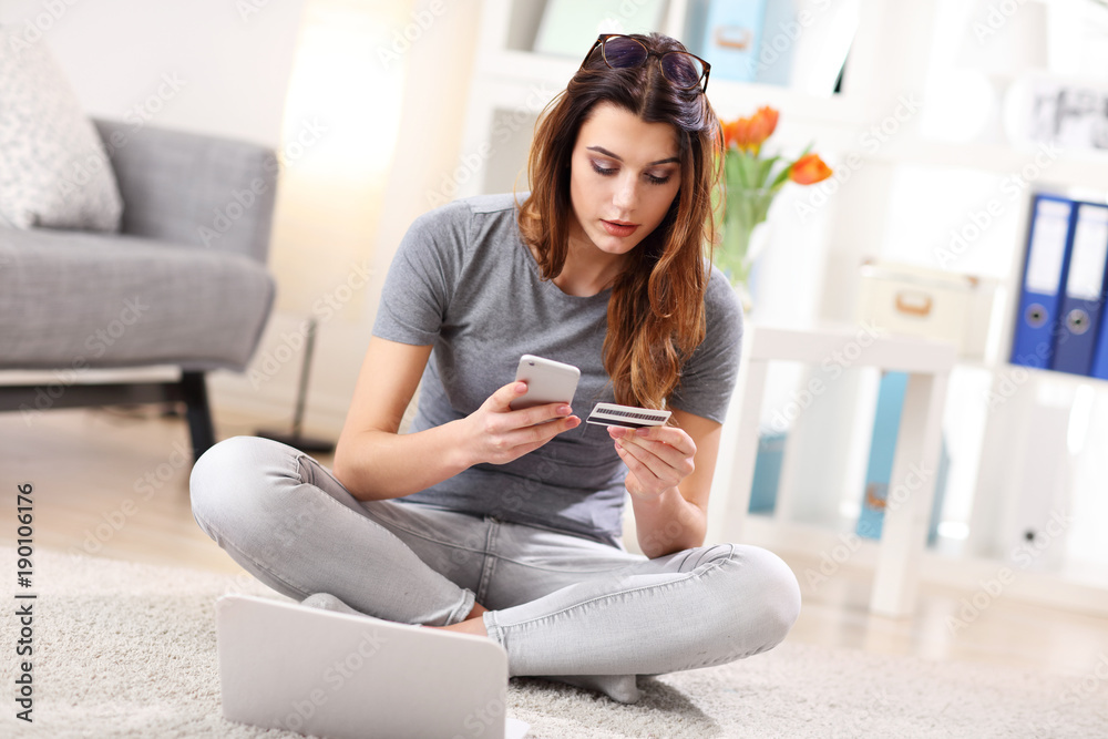 Woman working in her home office