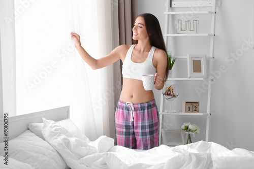 Morning of young beautiful ...