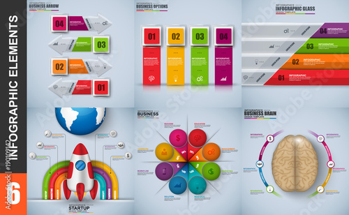 Infographic elements data visualization vector design template. Business concept with steps, creative process, workflow, pie charts, annual report, timeline, diagram, marketing icons, info graphics.
